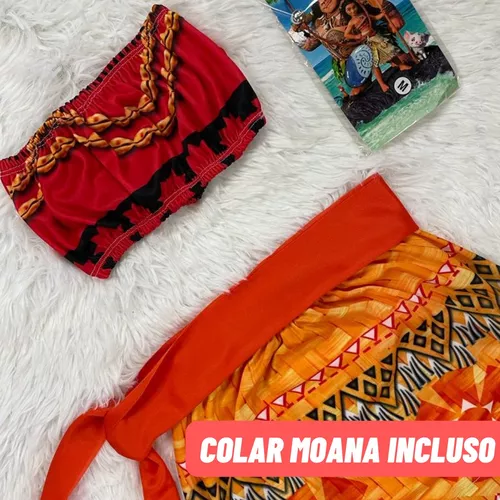 Fantasia Moana Conjunto Infantil com Acessório Colar