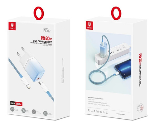 Fancy PD07 Lightning Azul Usb-c 20w Compativel iPhone 12 13 14
