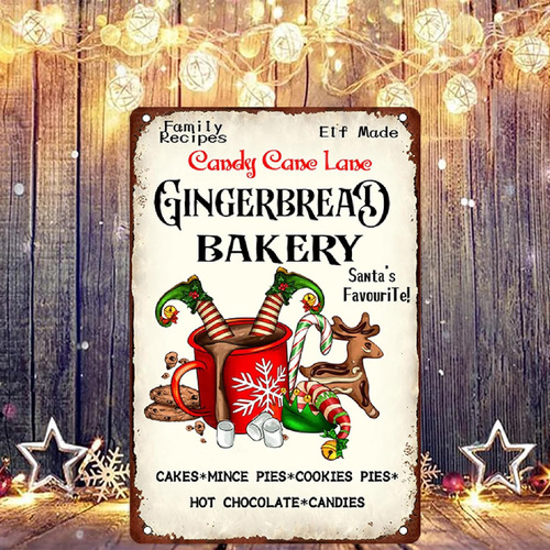 Letrero De Lata De Pan De Jengibre De Candy Cane Lane Ginger