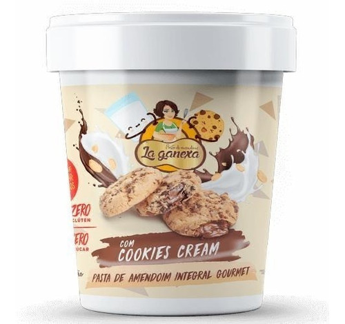 Pasta De Amendoim Cookies Cream Sem Gluten La Ganexa 450g