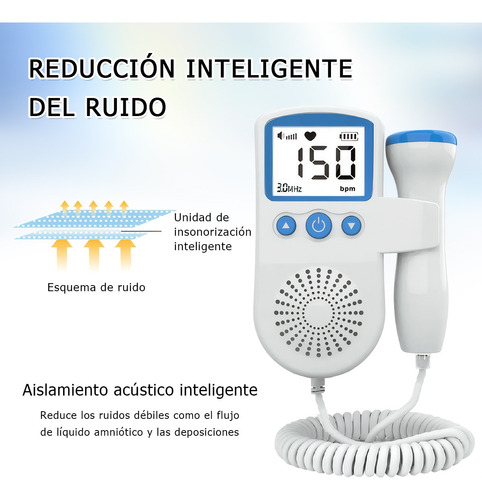 Doppler Fetal Portátil Con Pantalla Lcd Detector De Latidos
