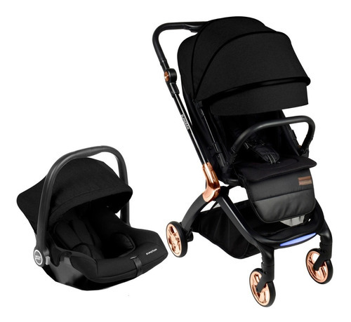 Coche Cuna Bebe Compacto Bumeran Mega Baby 360º Con Huevito Color Black