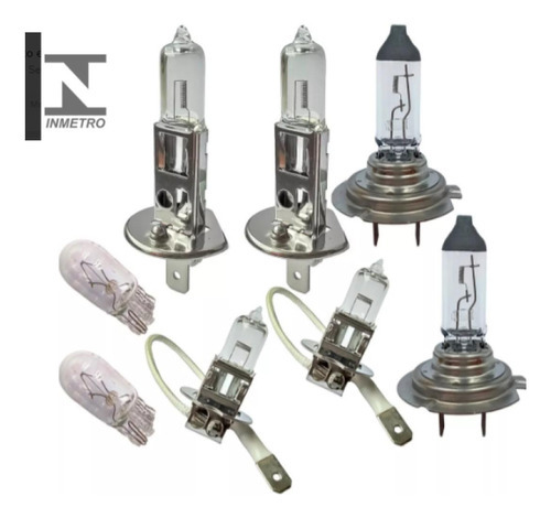 Kit Lampada Foco Duplo H1 H3 H7 T10 Farol Alto Baixo Milha