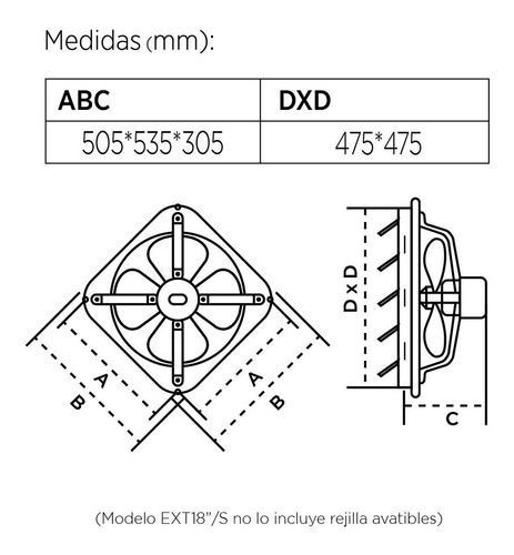 Imagen 3 de 6 de Extractor De Aire Axial Industrial 18 Pulgadas Envío Gratis