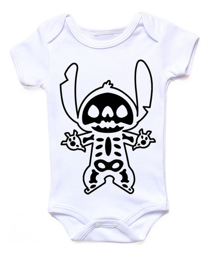 Pañalero Bebé Stitch Halloween Calavera Disney Terror Chibi