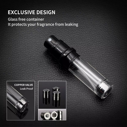 Mini Perfumero Pequeño Recargable Con Atomizador Negro 2 Pzs