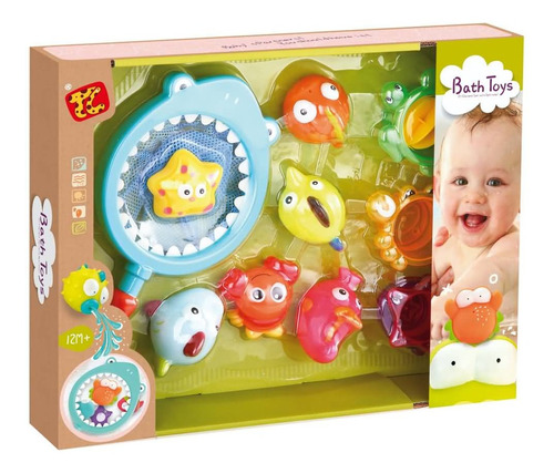 Bebés Set De Pesca Para El Baño Con Animalitos De Goma Y Red