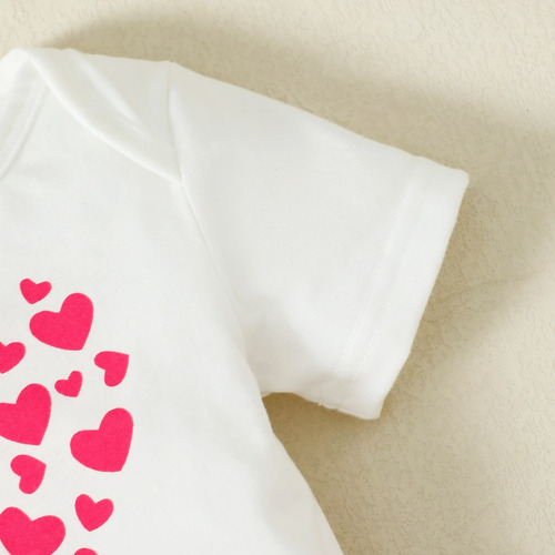 3pcs Conjunto Para Bebé Con Estampado De Elefante Y Corazón Blanco 18-24 M