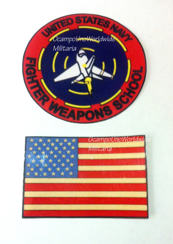 Usa Flag + Navy Figther Weapon School Top Gun Stickers Set.