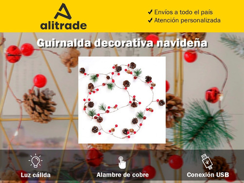 Imagen 2 de 10 de Luces Navidad Led Cálida Adornos Navideños Guirnalda Usb