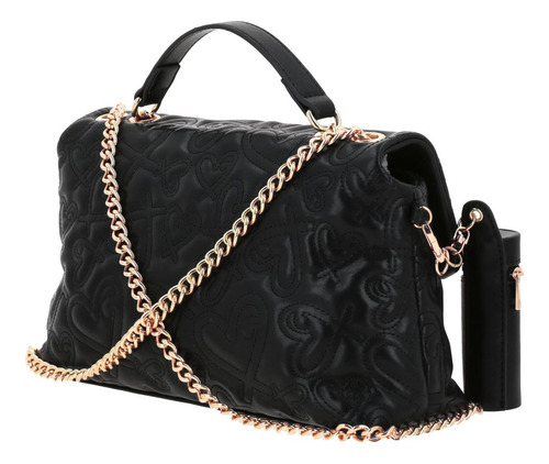 Bolso Tipo Crossbody Gorétt Capitonado Shantal P25 Negro Lisa Oro Negro