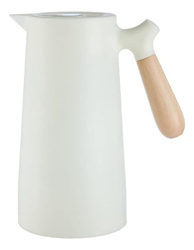 Jarra Termo 1lt Manija De Madera Pico Vertedor De Diseño Color Blanco