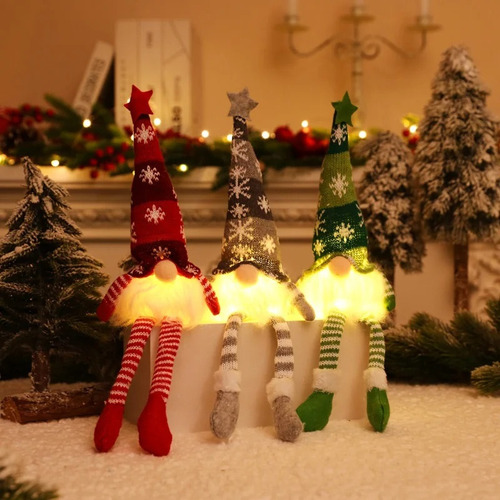Adornos De Gnomo De Navidad Sin Rostro Con Luz Led