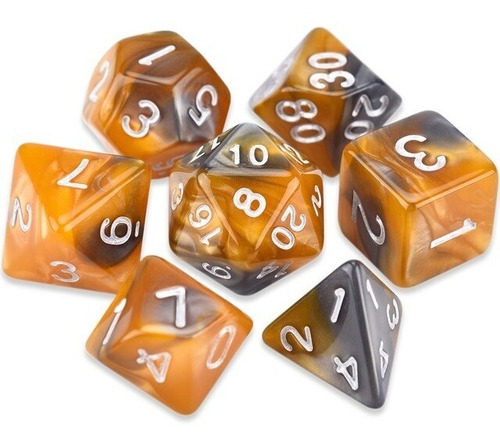 Dados Para Rpg Com Sete - Marrom Com Cinza C/nº Branco