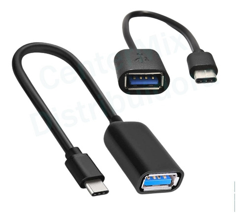 Cabo Otg Usb Tipo C Type + 02 Adaptadores  P3 P2 Preto