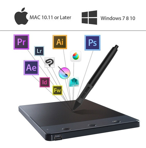 Mesa Digitalizadora Huion H420 Usb Com Caneta Cor Preto