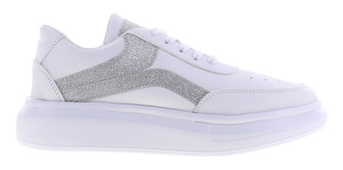 Imagen 2 de 4 de Tenis Casuales Con Aplicaciones De Glitter Plateado