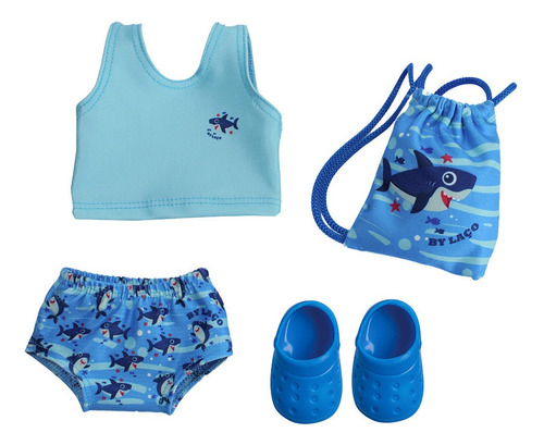 Kit Roupa De Boneca Para Baby Alive Boy - Praia Sunga Shark