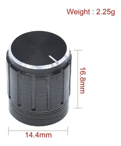 Perilla Black Metál Aluminio Para Potenciómetro Set X 10pz