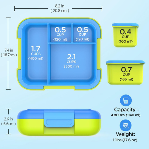 Caja De Almuerzo Caperci Para Niños - 4 Compartimentos, 4.8