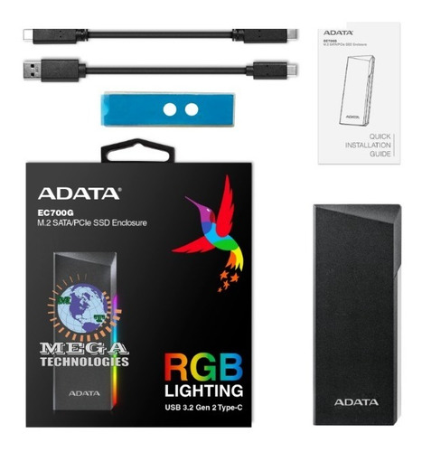  Adata Ec700g Enclosure M.2 Nvme Sata Usb 3.2 Usb C