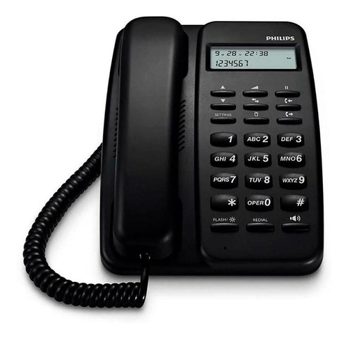 Teléfono Philips Cr-d150b De Mesa Identificador Negro