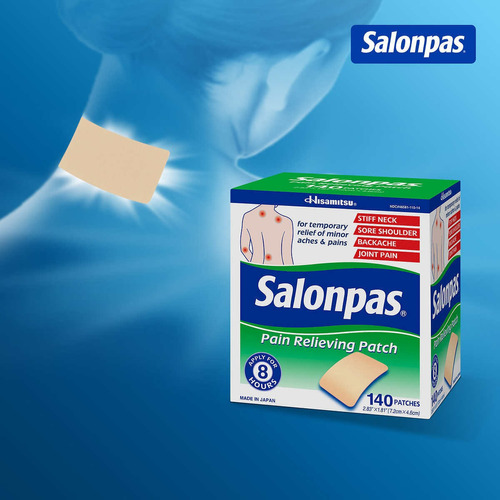 Caja De 140 Parches Salonpas Para El Alivio Del Dolor-