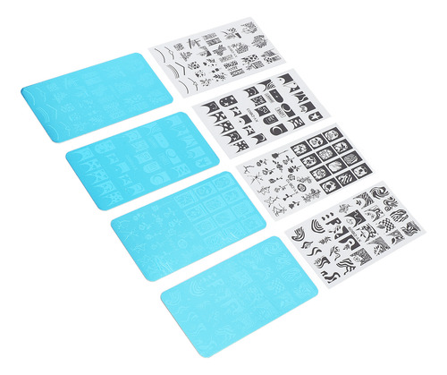 Placa Para Estampado De Uñas, 4 Unidades, Plantilla Francesa