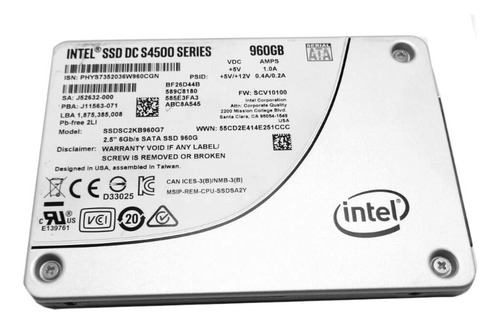 Ssd 960gb Dell Servidor R710 R720 R730 R740 T710 T720 T730 * Cor Prateado Prateado
