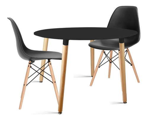 Juego Comedor Eames Mesa Redonda 80 4 Patas+ 2 Sillas 