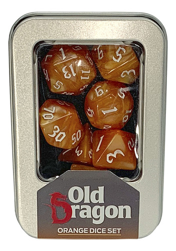 Kit De 7 Dados Rpg: Old Dragon - Orange (laranja)