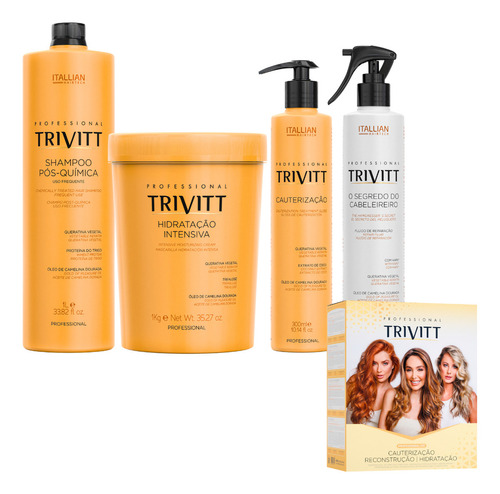 Kit Profissional Trivitt Cauterização Reconstrução Hidratação Itallian Hairtech