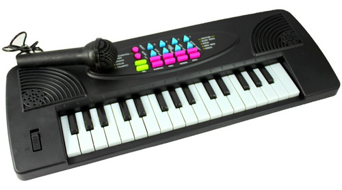 Imagen 2 de 3 de Piano Grande Con Microfono Sonidos Luces Teclado Organo Niño