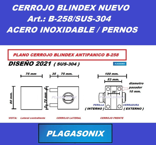Imagen 2 de 10 de Cerrojo Cerradura Puerta Vidrio Blindex Antipanico B-258