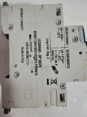 Interruptor Automatico 3p 50a Curva C 15ka Legrand 407864