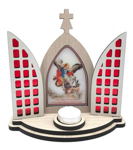 Oratório São Miguel Arcanjo Capela Vitral Com Porta Vela