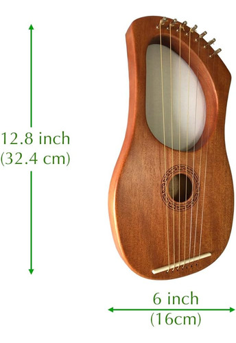 Arpa De Lira, 7 Cuerdas De Metal - Instrumento De Cuerdas Or