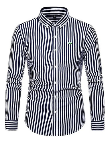 Blusa Casual De Rayas Bordada Para Hombre, Talla M, Vestido