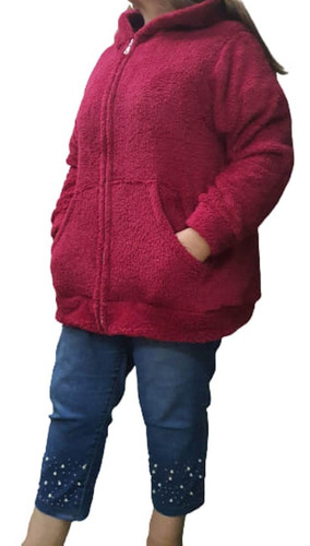 Campera De Peluche Bifaz,con Capucha,bolsillo  T 8 A 14