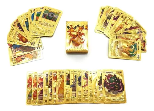 Caixa C/ 54 Cards Pokemon Folha De Ouro Cartinha Brilhante