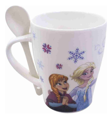 Caneca De Porcelana Com Colher Anna Elsa