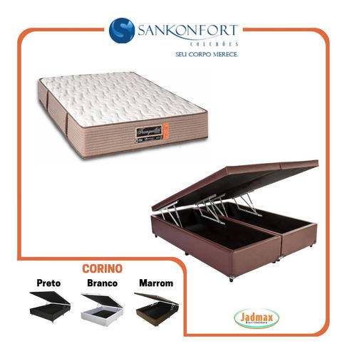 Cama Box Baú King + Colchão Tranquillité 193x203 Cor Marrom