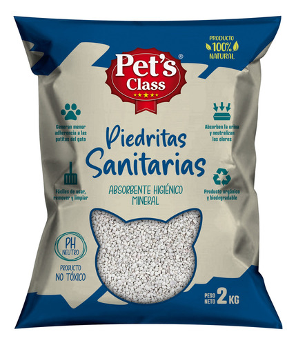 Piedra sanitarias para gato Pet's Class x 2kg de peso neto  y 2kg de peso por unidad