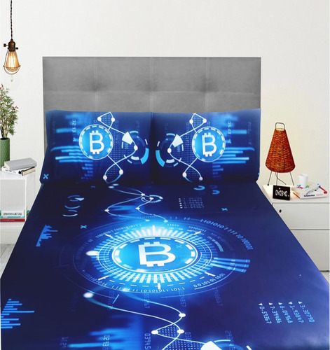  Cubrecama Dix  Bitcoin 2 1/2 + Fundas De Almohadas 