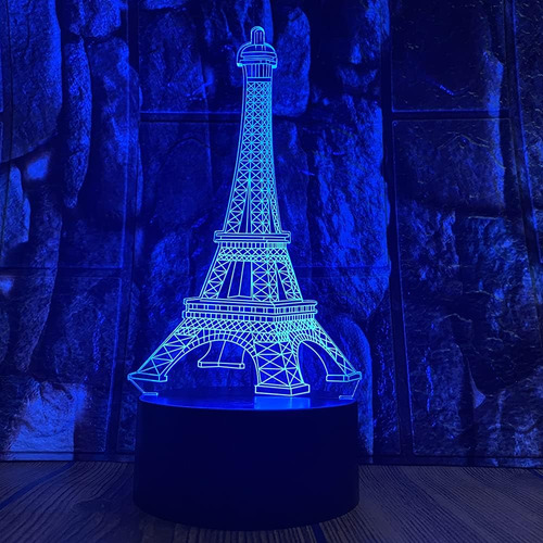 París Estilo De Moda Torre Eiffel 3d Led Ilusión Óptica Deco