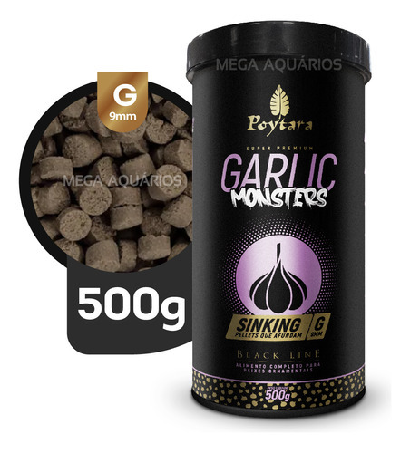 Ração Peixes De Fundo Poytara Garlic Monsters 500g Sinking G