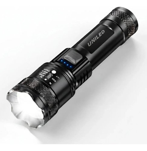 Lanterna Militar Tatica LED Mais Forte do Mundo Potente Zoom Telescópico Alto Brilho Resistente Agua Sitio Fazenda UNILED