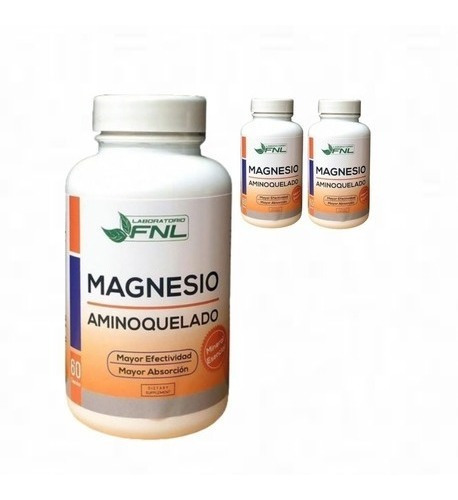 Pack 3 Magnesio Quelad (aminoquelado) Mayor Absorción 60 C/u
