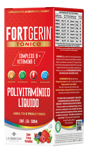 Suplemento La San Day Fortgerin Tônico 500ml Sabor Frutas Vermelhas