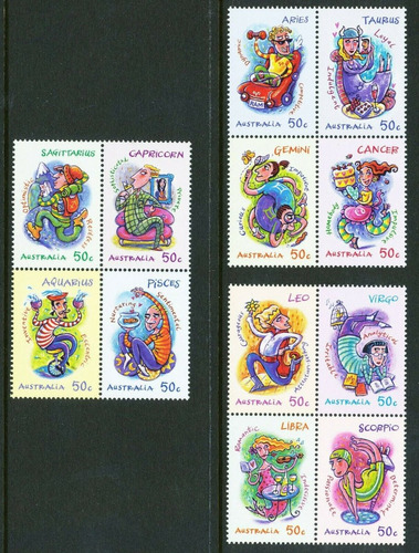 Imagen 3 de 4 de Estampillas Australia 2007 - Signos Del Zodiaco / En Pack